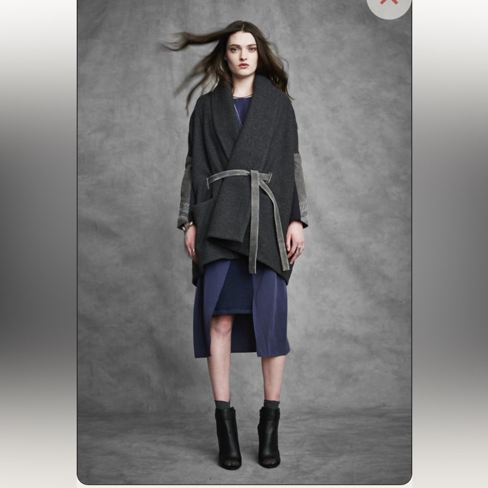 Laura Siegel Wool Wrap Green Cape Coat One Size